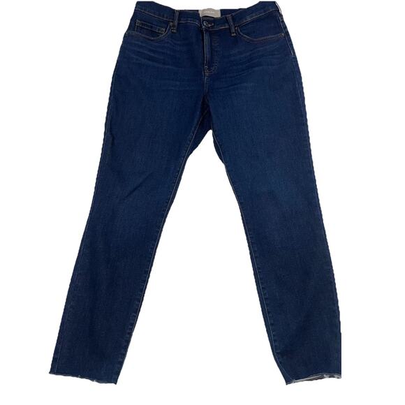 Everlane Jeans Women’s Size 31 Regular Blue Denim Mid Rise Slim Leg Raw Hem Pant - Picture 1 of 16